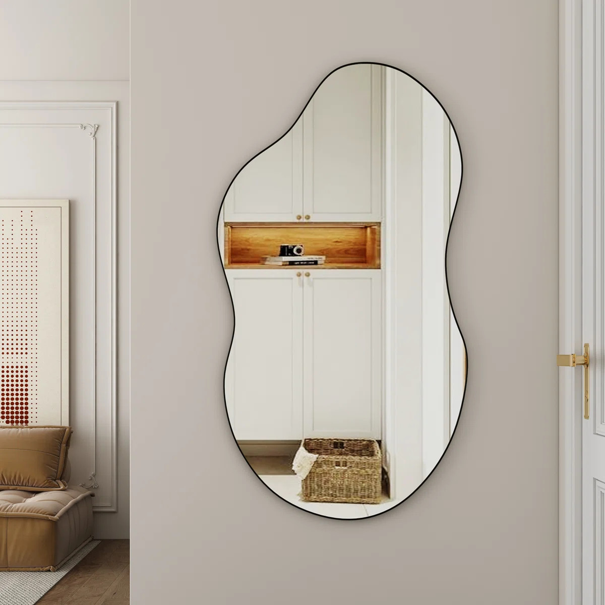 Ashane Asymmetrical Wall Mirror Metal Frame | Wayfair North America