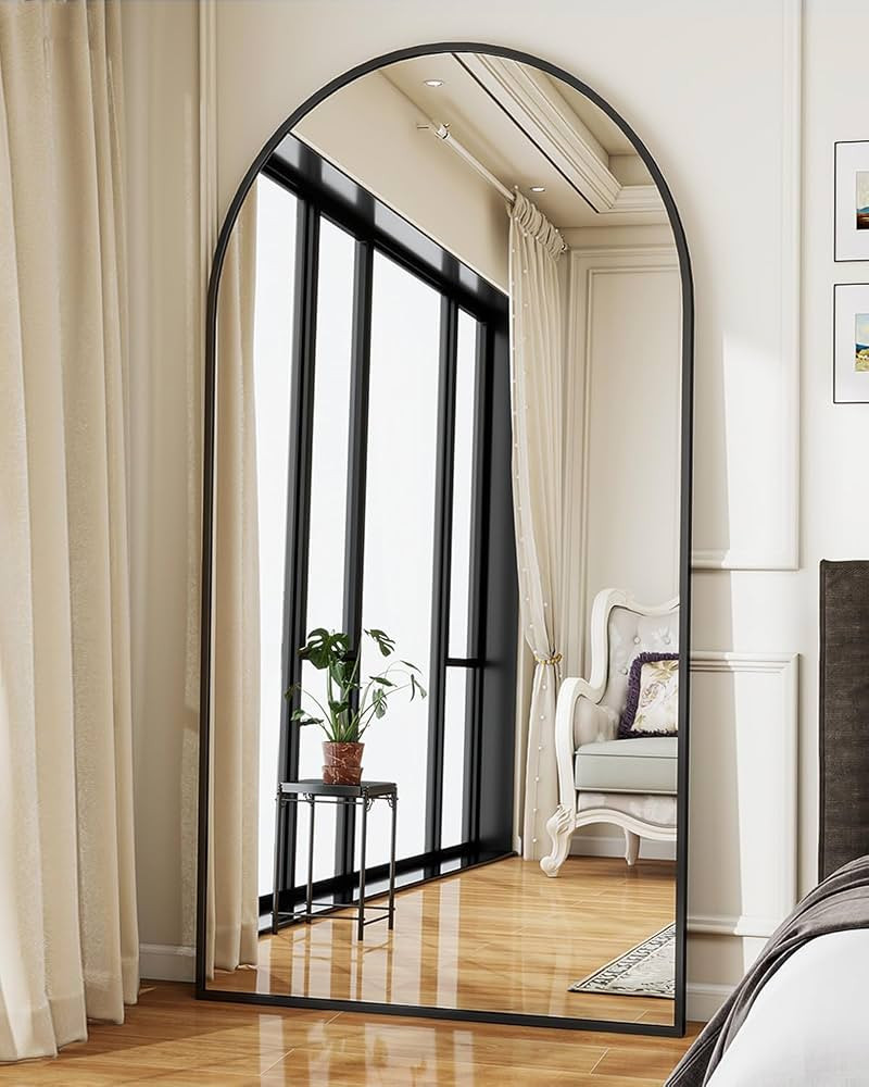 Koonmi 34"x76" Arched Full Length Mirror, Black Large Floor Mirror with Aluminum Alloy Frame Stan... | Amazon (US)
