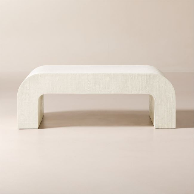 Crescent 46"" Square Ivory Resin Coffee Table | CB2