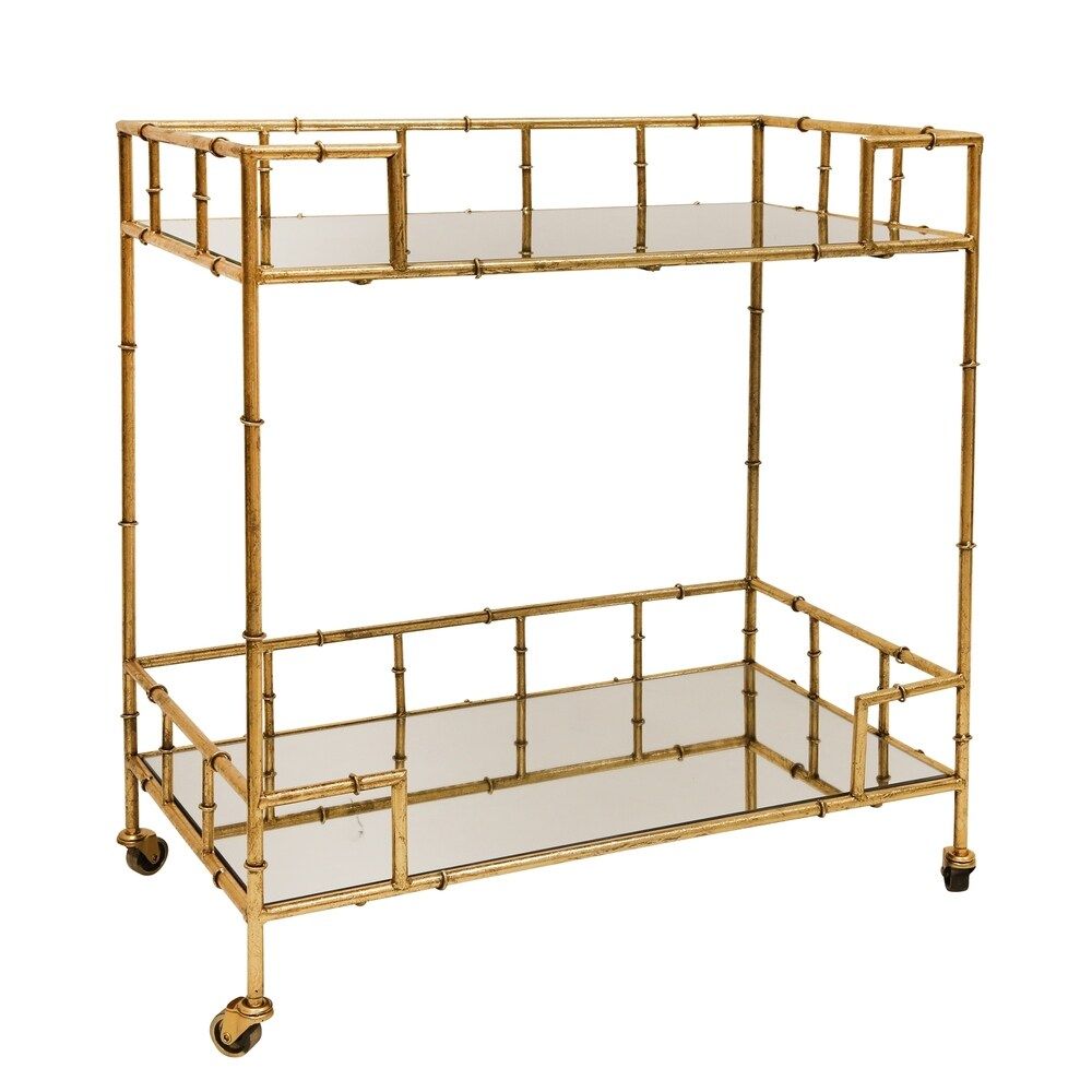 Sagebrook Home 12283-01 Metal & Mirror Bar Cart, Gold Metal/Mirror, 28 x 15 x 31 Inches (Gold) | Bed Bath & Beyond