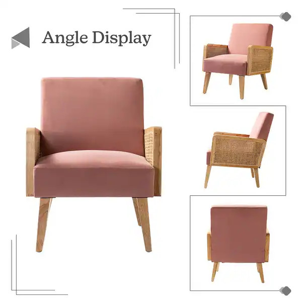 Carmina Upholstered Accent Chair with Natural Rattan Arms by HULALA HOME - Overstock - 28901170 | Bed Bath & Beyond