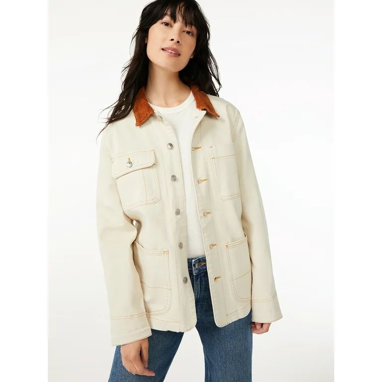 Free Assembly Women's Barn Jacket with Corduroy Collar | Walmart (US)