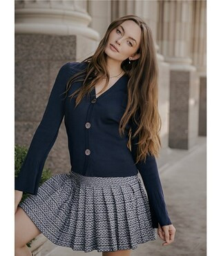 MISOOK x Lani Lynn Knit V-Neck Long Bell Sleeve Cardigan | Dillard's | Dillard's