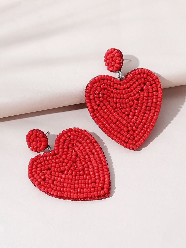 Seed Bead Decor Heart Design Earrings | SHEIN