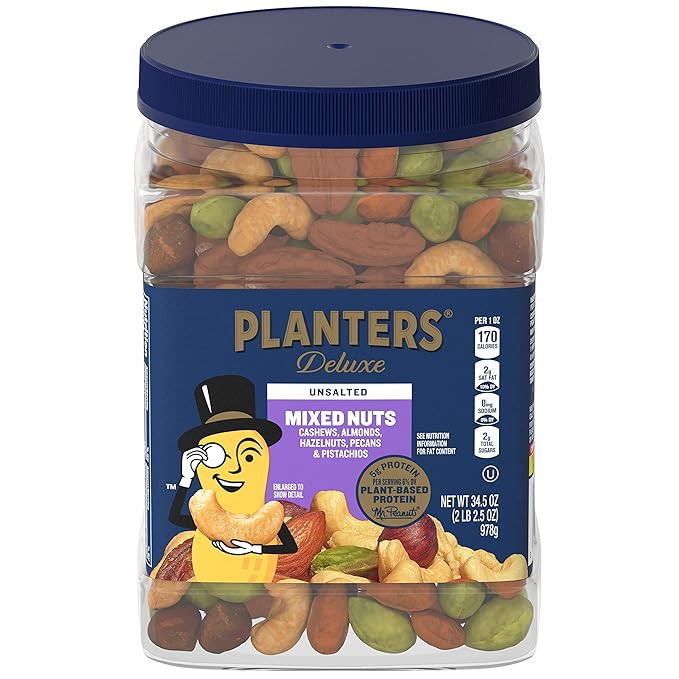 PLANTERS Unsalted Premium Nuts 34.5 oz Resealable Container- Contains Roasted California Pistachi... | Amazon (US)