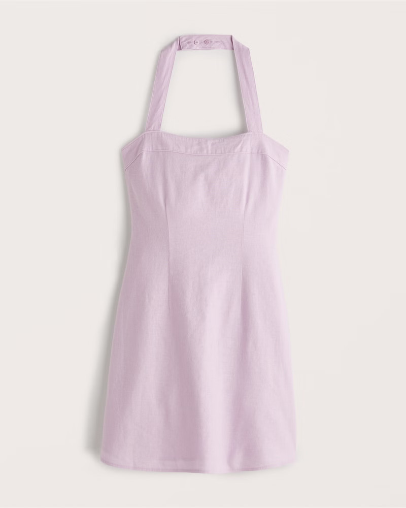 Halter Linen-Blend Mini Dress | Abercrombie & Fitch (US)