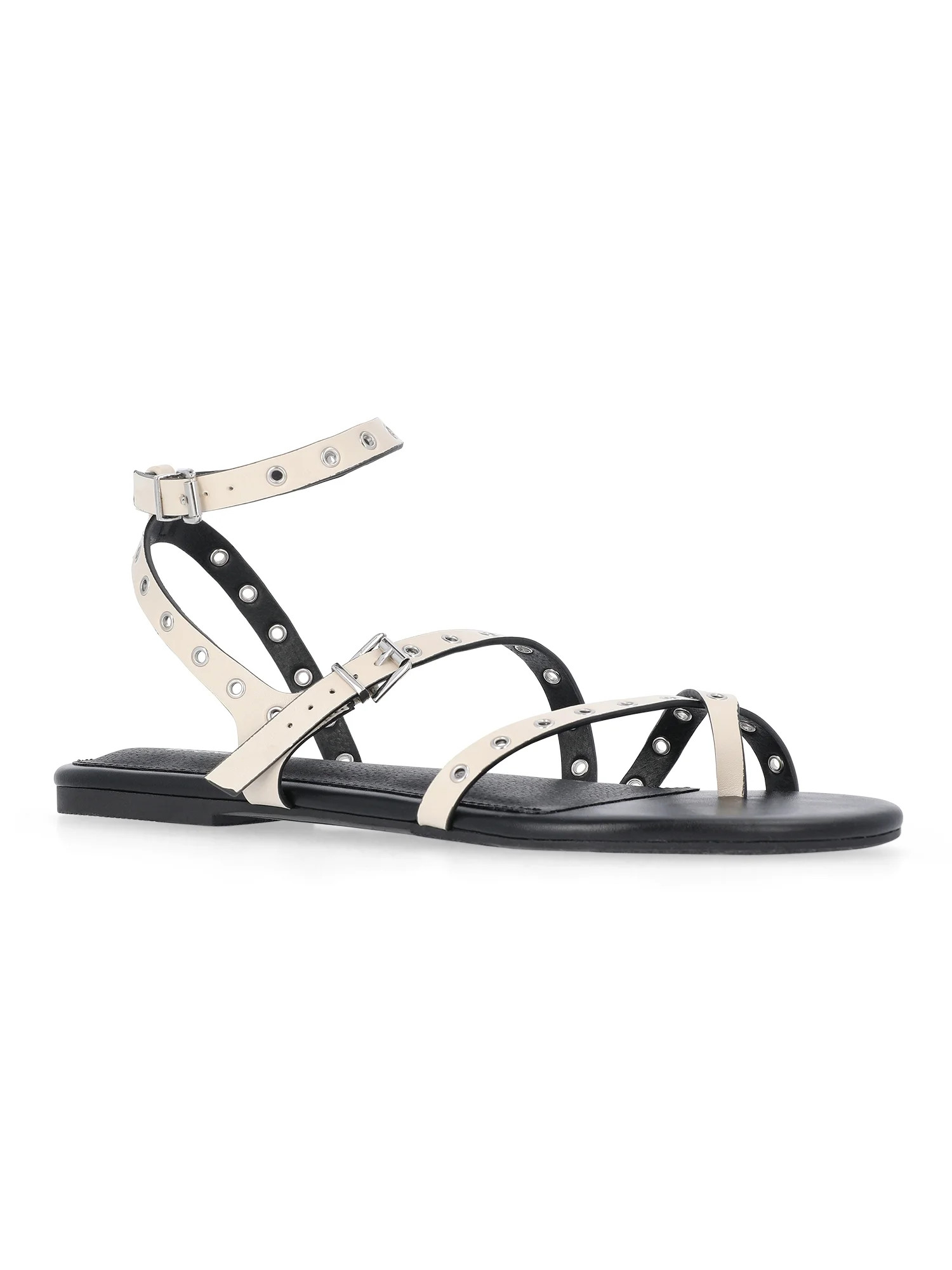 No Boundaries Strappy Flat Sandals, Women's | Walmart (US)