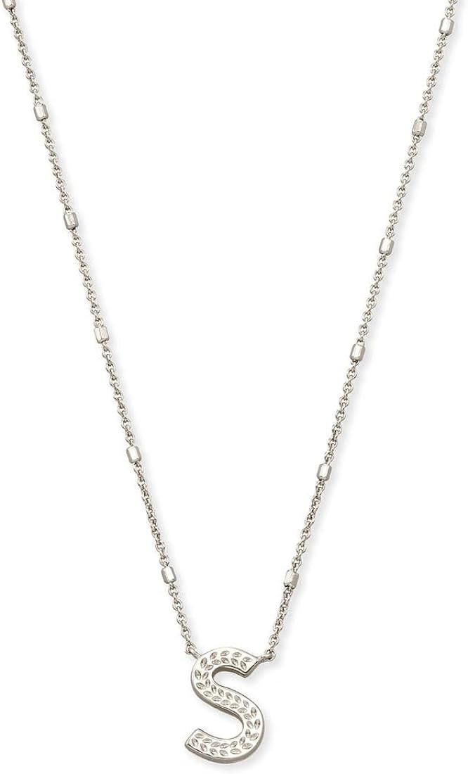 Kendra Scott Letters A-Z Pendant Necklace for Women, Fashion Jewelry, Rhodium-Plated Brass | Amazon (US)
