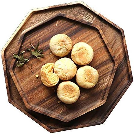 Amazon.com: Set of 2 Acacia Wooden Trays Serving Platters Octagon Square Serving Tray Bread Charc... | Amazon (US)