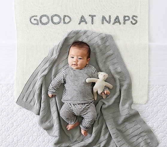 Good At Naps Knit Baby Blanket | Pottery Barn Kids