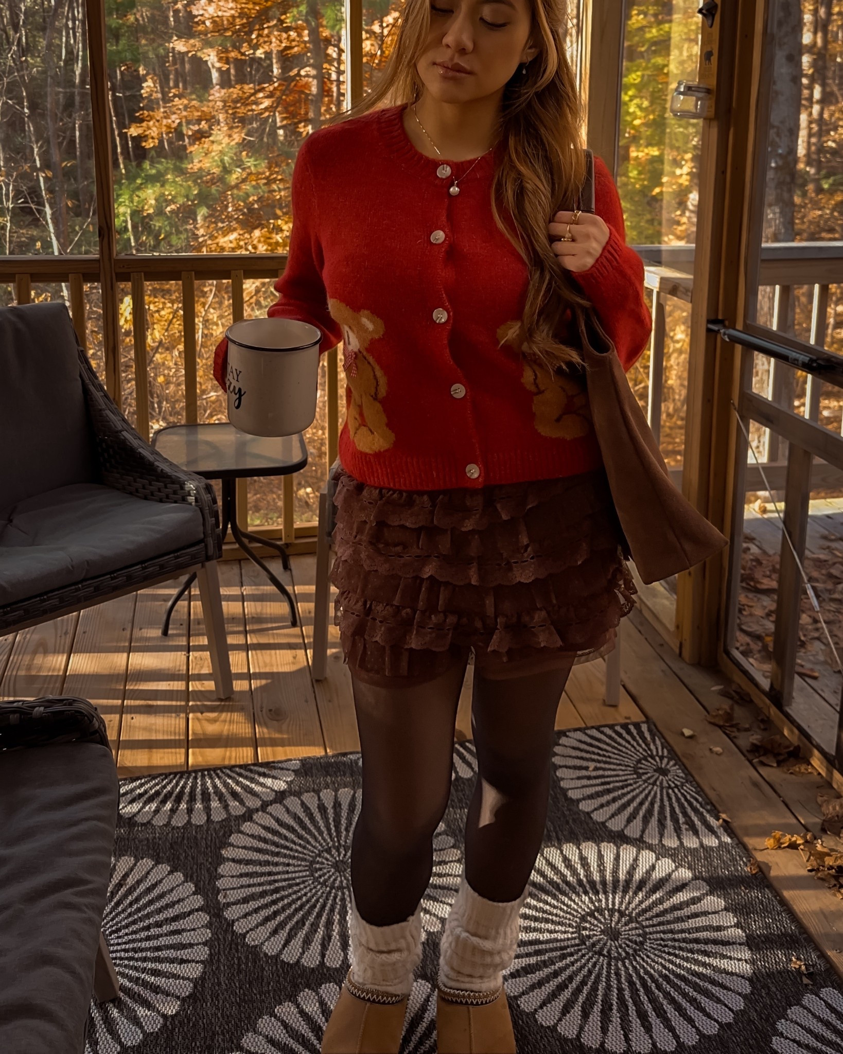 Bear cardigan - TJ Maxx (linking similar)
Ruffle brown shorts - Asos (size 6)
Uggs
Leg warmers

#LTKFindsUnder100 #LTKPetite #LTKSeasonal