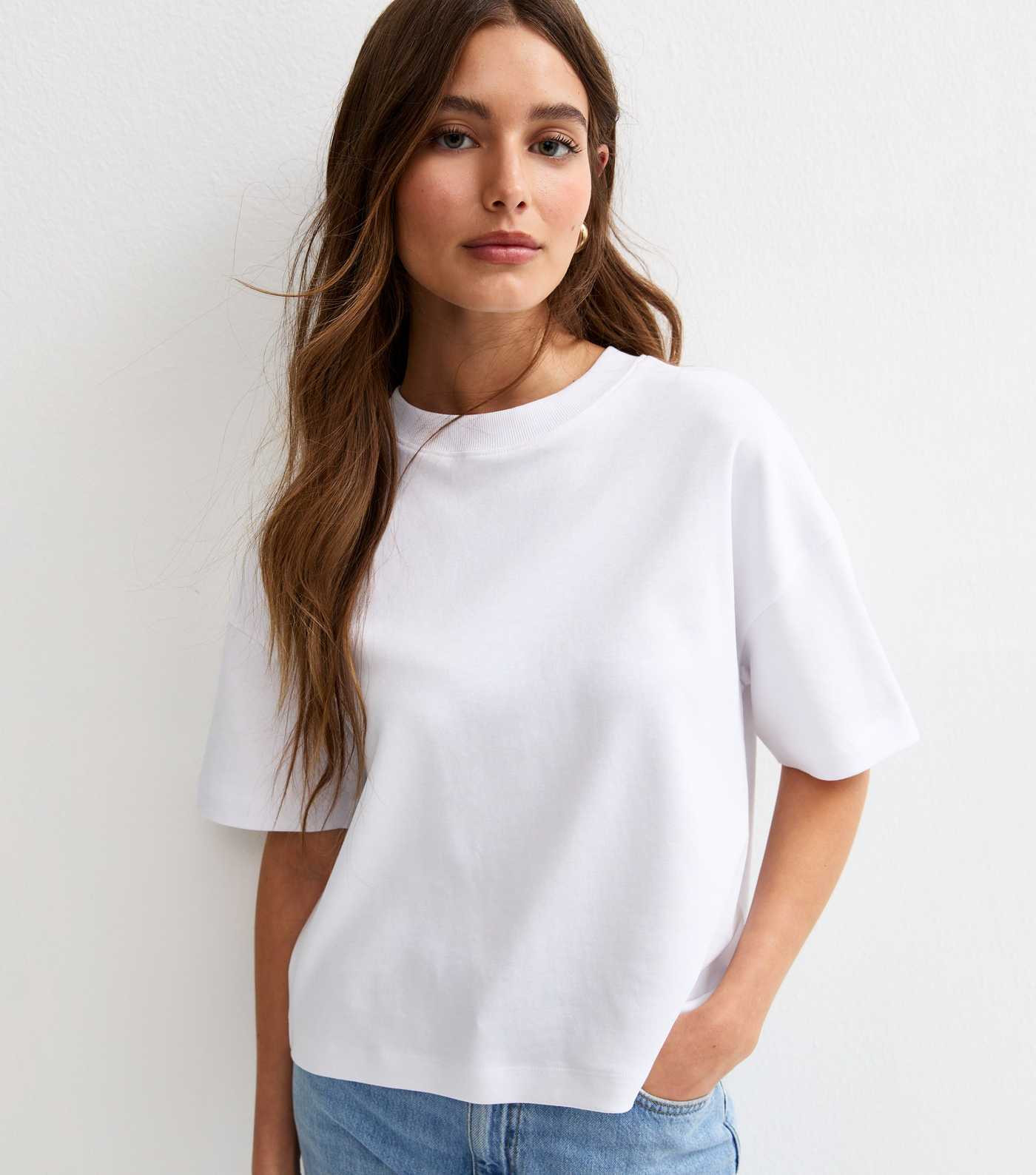 White Premium Heavyweight Cotton Boxy T-Shirt | New Look | New Look (UK)