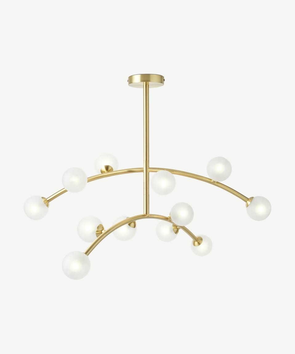 HomeLightingCeiling LightsFabia 12-Light Chandelier Pendant Lamp, Brass & Opal | Made.com UK
