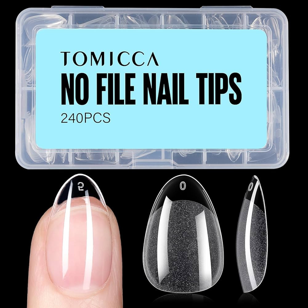 TOMICCA Short Almond Nail Tips, 240Pcs Half Matte Soft Acrylic Nail Tips, 12 Sizes Acrylic Pre-Sh... | Amazon (US)