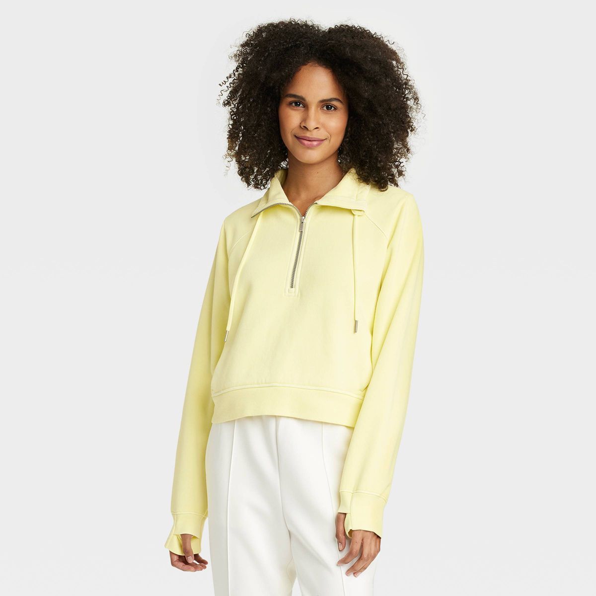 Women's Fleece Half Zip Pullover - All In Motion™ Yellow S | Target