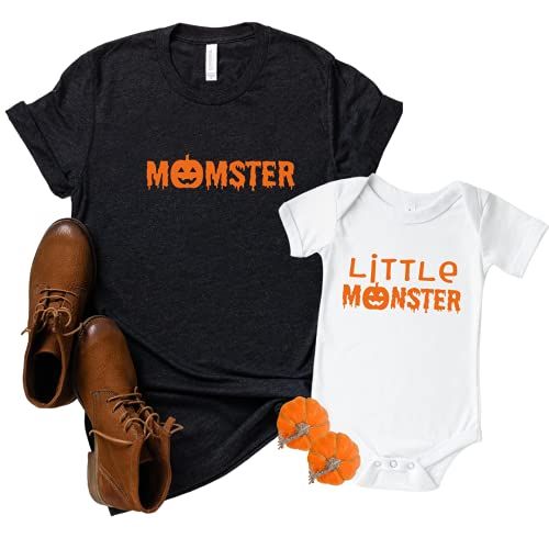 Momster Little Monster Halloween Mommy and Me Shirts, Mom and Son Matching Fall Outfits, Mother Daug | Amazon (US)