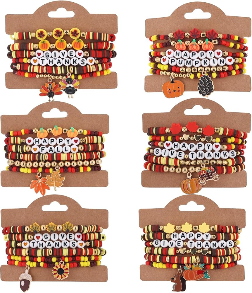 Cooluckday 36 Pcs Holiday Heishi Surfer Bracelets for Women Bulk Easter Mother's Day Christmas St... | Amazon (US)