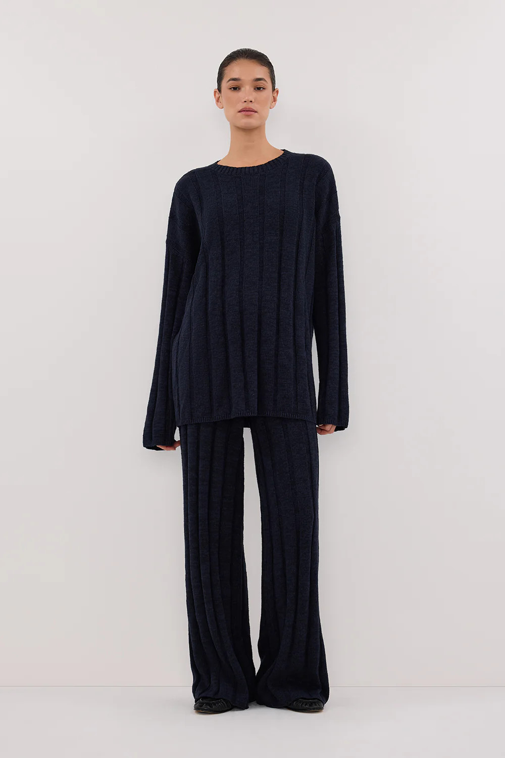 JAZZ INDIGO CREW NECK KNIT TOP | DISSH