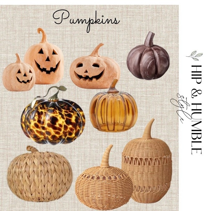 Beautiful pumpkins for any style- fall
Decor accents, home decor, rattan pumpkins, glass pumpkins 
