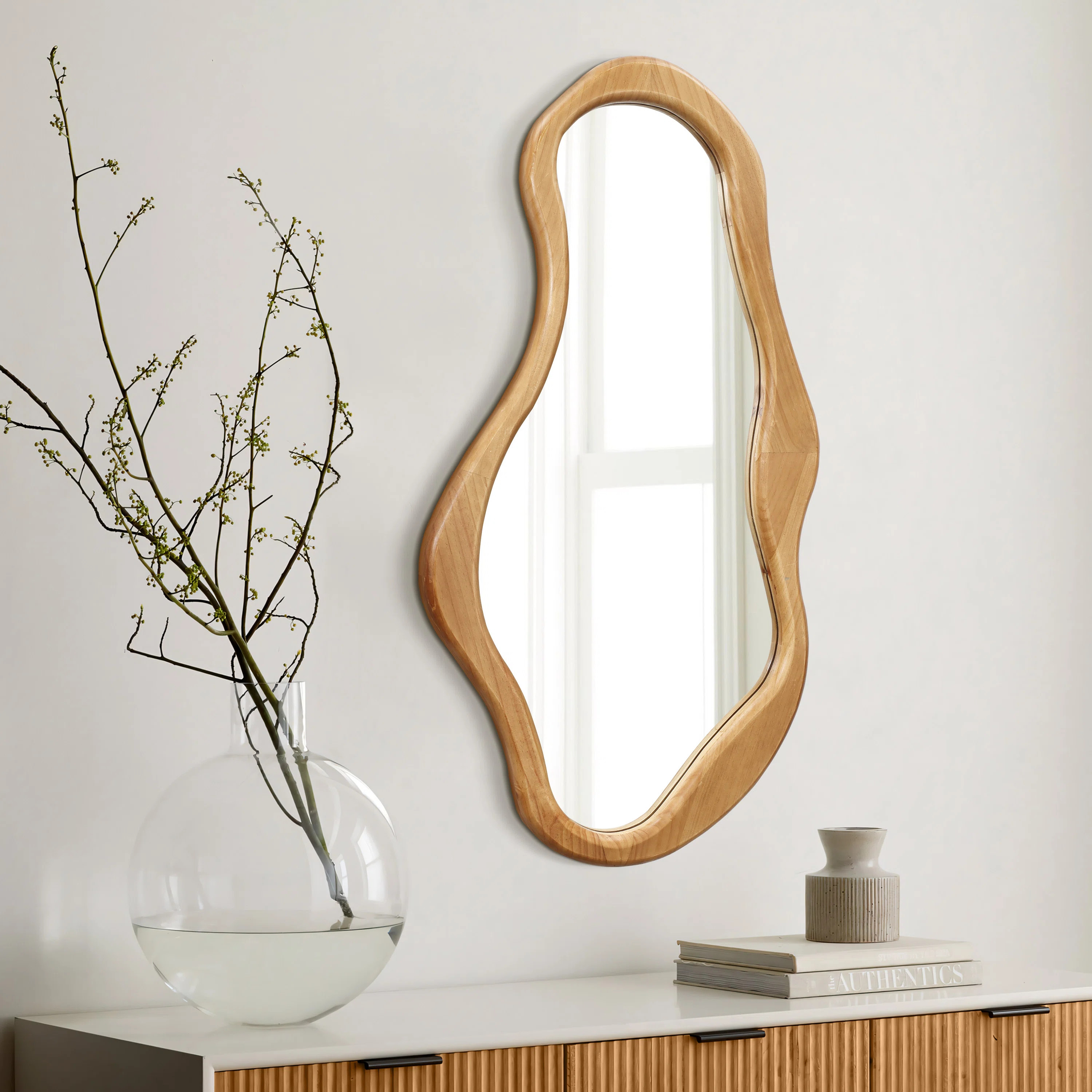 Wade Logan® Jhada Solid Wood Asymmetrical Bathroom Wall Mirror & Reviews | Wayfair | Wayfair North America