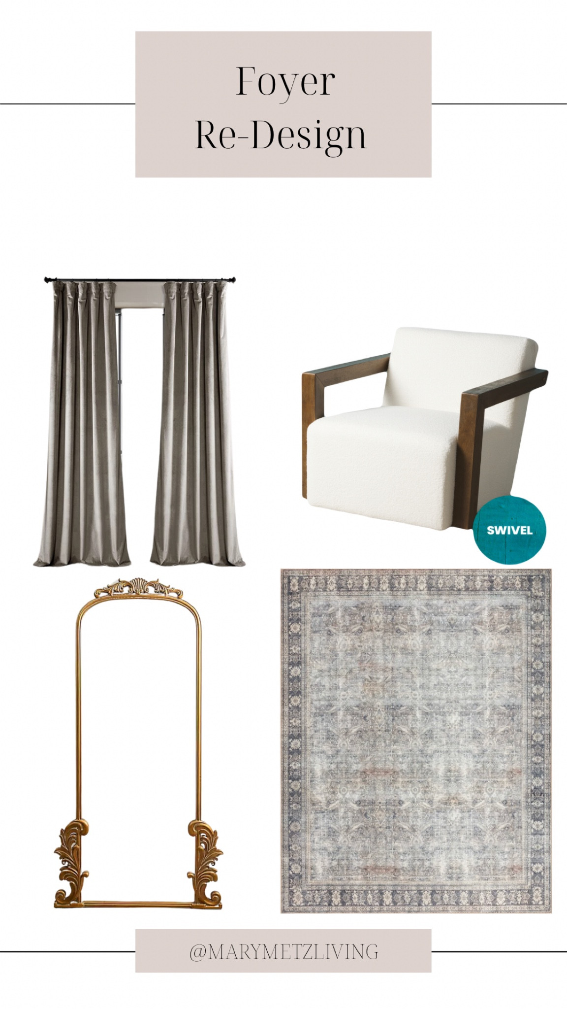Foyer re-design items so far! Swivel chair, rug and drapes. More to come!

#LTKhome #LTKSale #LTKFind