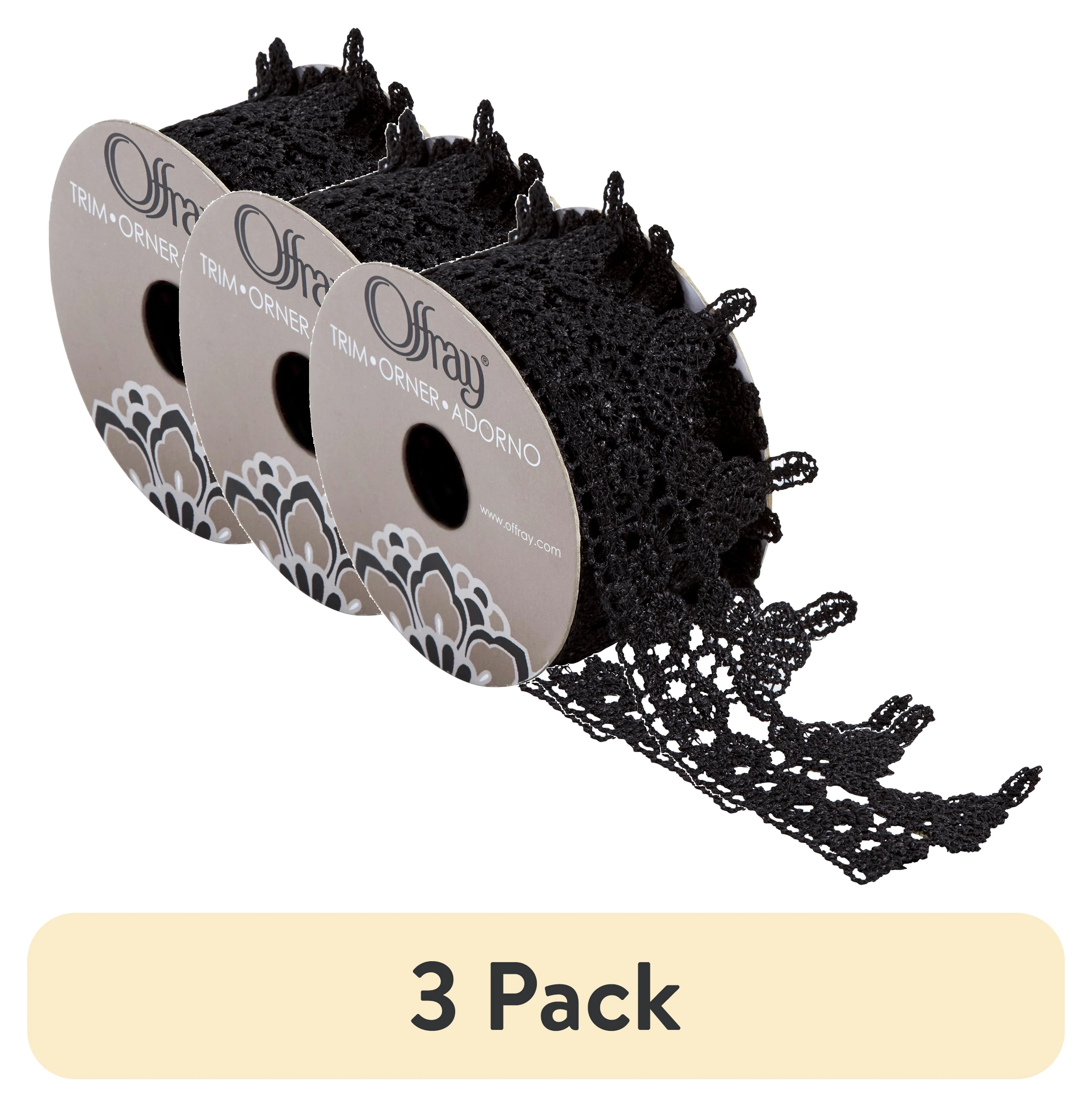 (3 pack) Simplicity Trim, Black 1 7/8 inch Pointed Lace Trim Great for Apparel, Home Decorating, ... | Walmart (US)