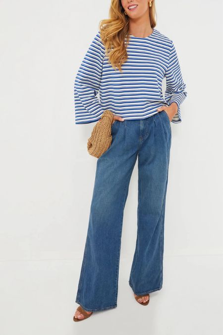 Striped tee pleated jeans, classic outfit 

#LTKSeasonal #LTKFindsUnder100 #LTKOver40