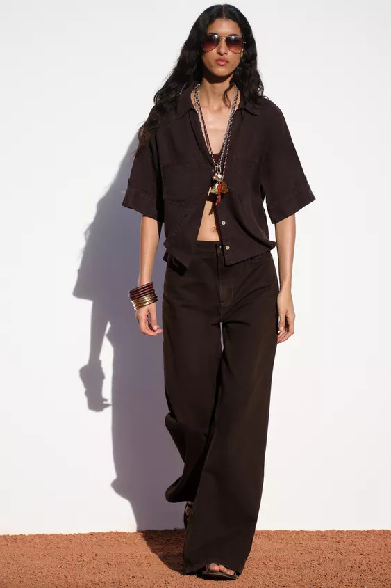 LINEN BLEND CROPPED SHIRT | Zara US