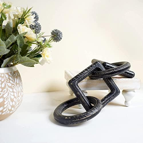 GENMOUS & CO. Wood Chain Link Decor, 4-Link Decorative Chain Link for Boho Modern Home Decor, Hand-C | Amazon (US)
