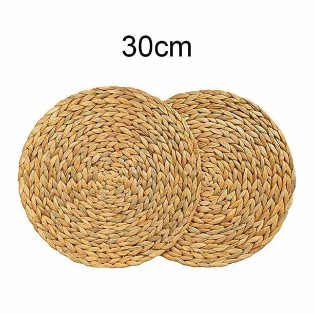 Cattail Straw Round Woven Placemats Rattan Table Mats Natural Straw Mat | Walmart (US)