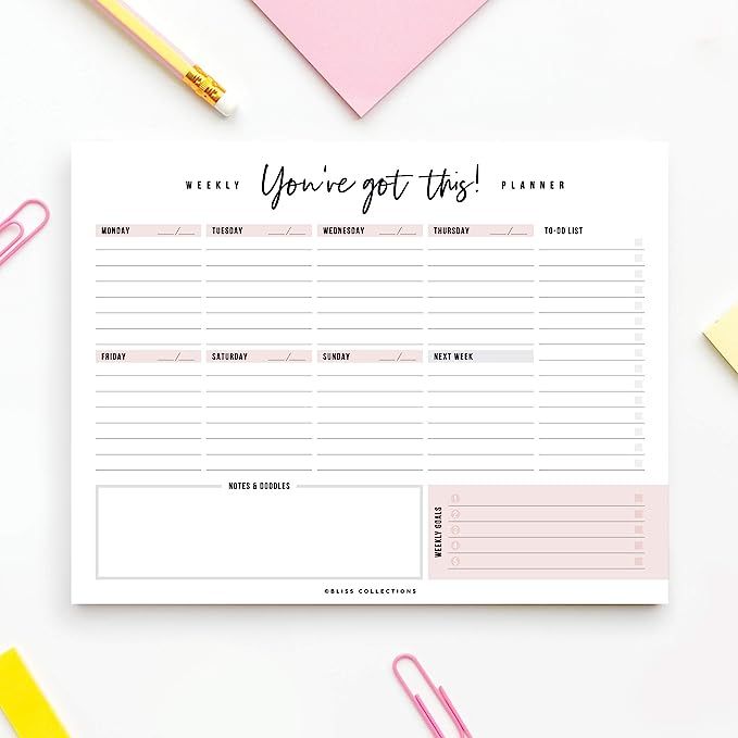 Bliss Collections Weekly Planner 8.5x11 with 50 Undated Tear-Off Sheets, You've Got This Calendar... | Amazon (US)