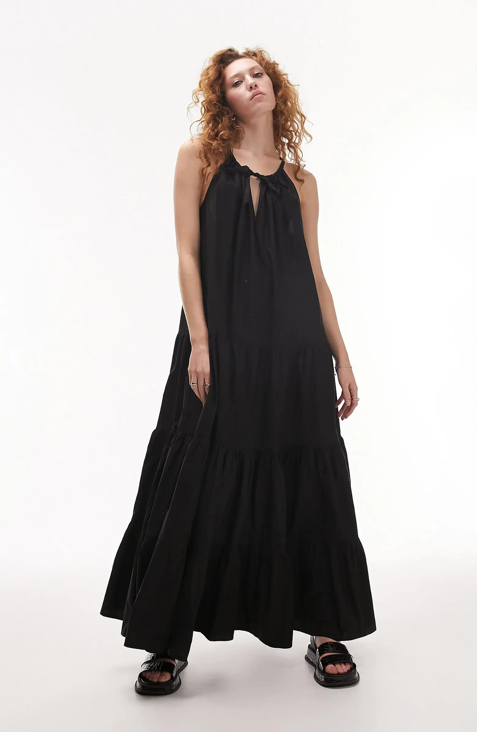 Keyhole Cotton Poplin Maxi Dress | Nordstrom