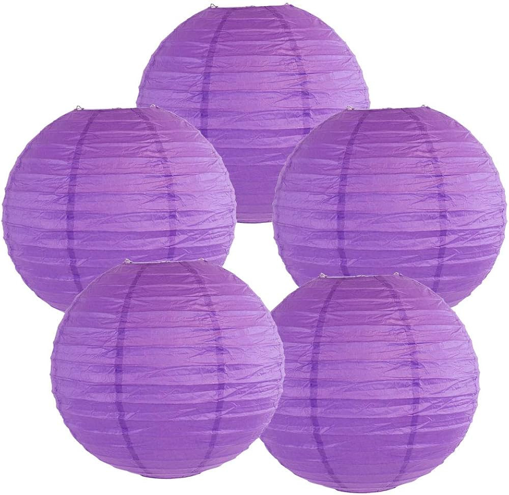 Just Artifacts 16-Inch Royal Purple Chinese Japanese Paper Lanterns (Set of 5, Royal Purple) | Amazon (US)