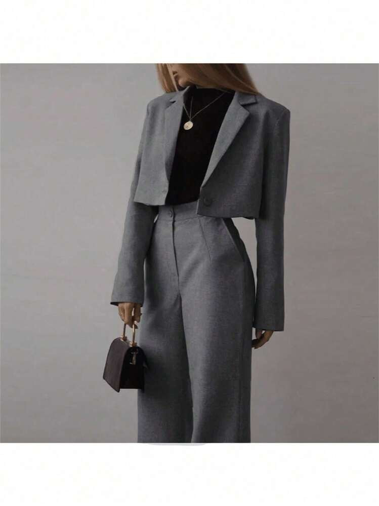 Two Piece Grey Womens Suit | SHEIN