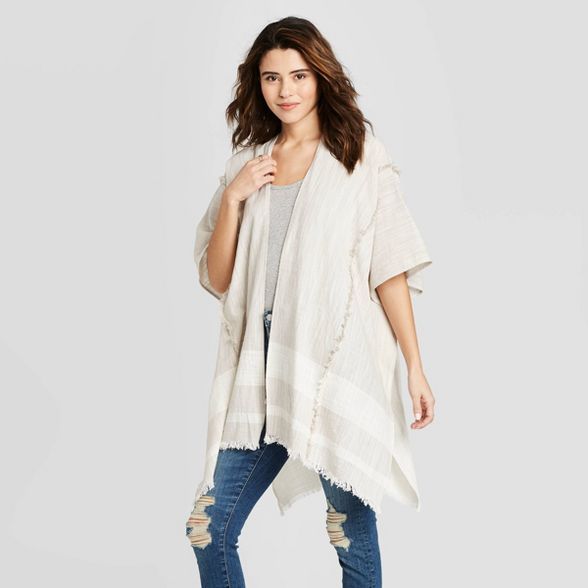 Women's Woven Striped Kimono - Universal Thread™ Gray One Size | Target