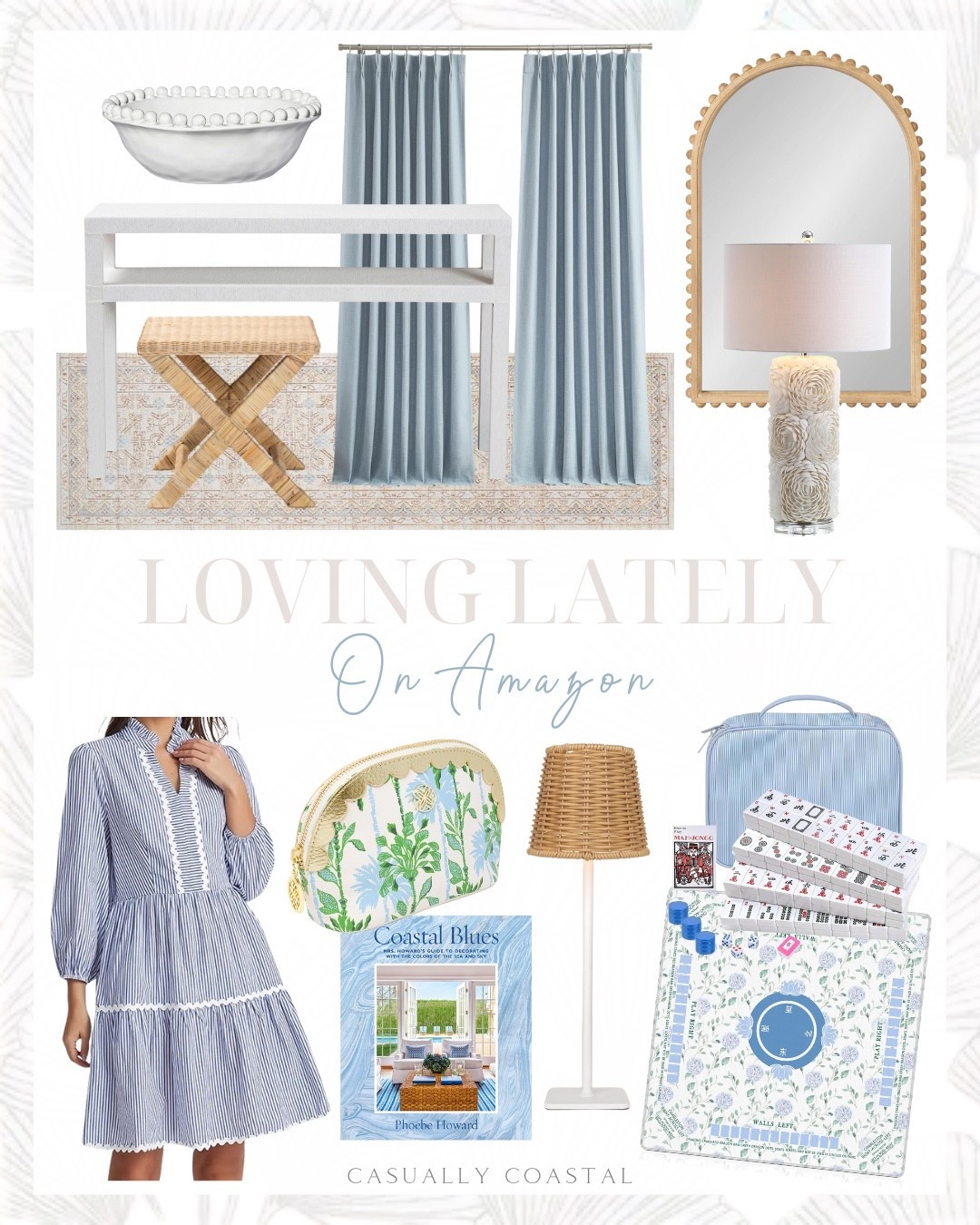 Loving Lately on Amazon 

Coastal home decor, coastal rug, coastal mirror, coastal lamp, Amazon rug, Amazon lamp, Amazon dress, Amazon book, coastal stool, Amazon home decor, beaded serving bowl, Amazon blackout curtains, dusty blue textured drapes, console table, two tier entryway table, beaded arched mirror, seashell table lamp, rattan accent bench, blue hydrangea floral mahjong mat. Portable American mahjong set, outdoor waterproof cordless table lamp, Coastal Blues book, runner rug, neutral rug, oriental flat weave area rug, long sleeve mini dress, striped v neck dress, Lilly Pulitzer zipper pouch, coastal pouch 

#LTKFindsUnder50 #LTKHome #LTKFindsUnder100