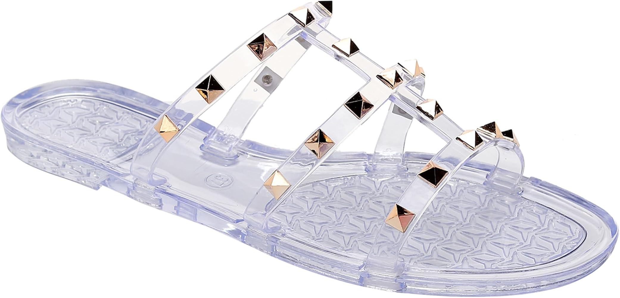 Studded Sandals for Womens Jelly Shoes Flats Stud Slides Slip On Dressy Black Jellies Slippers Su... | Amazon (US)