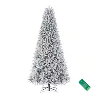 9 ft. Pre-Lit LED Starry Light Flocked Artificial Christmas Tree | The Home Depot