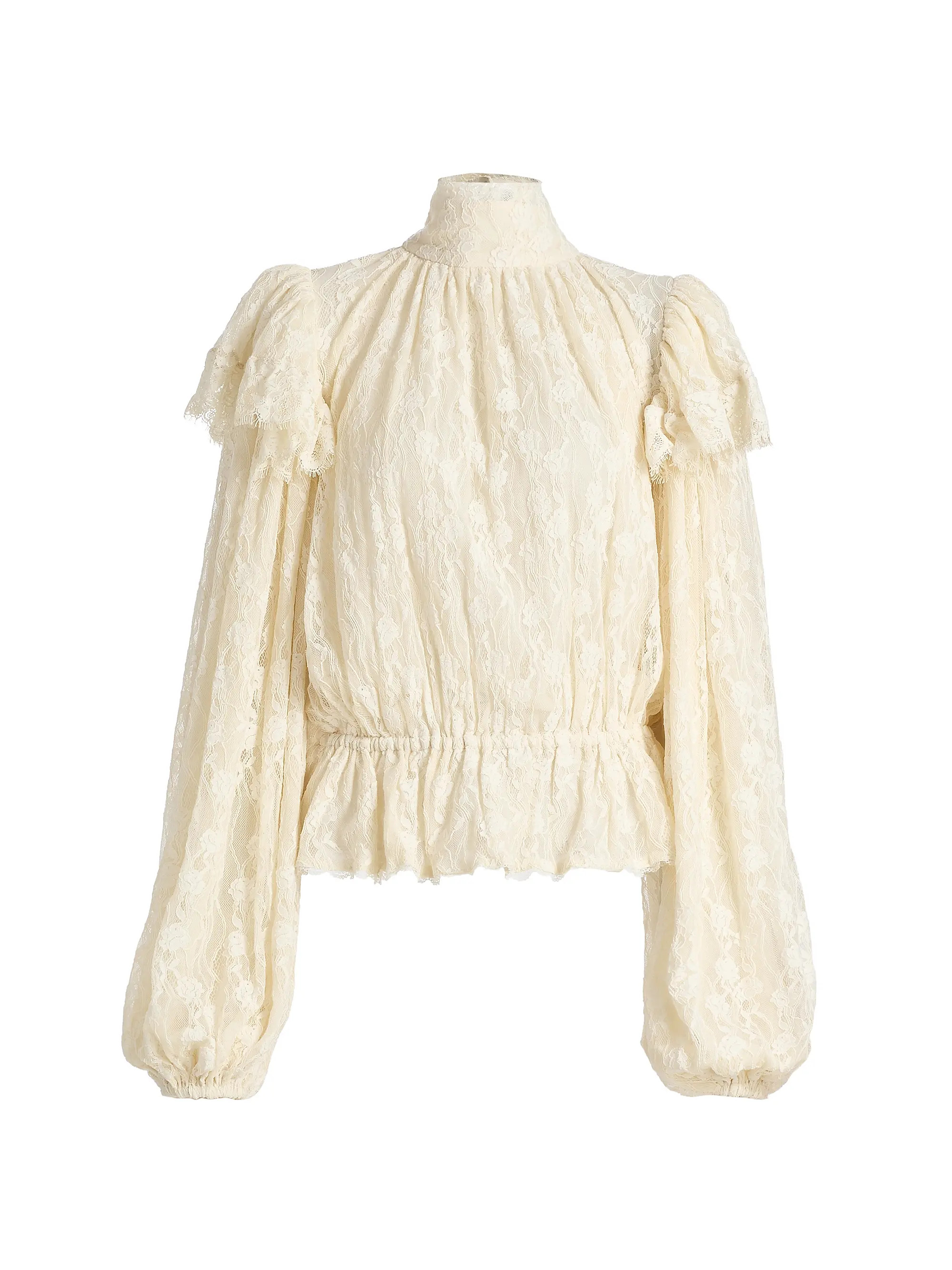 Outlander x Ronny Kobo Jaycie Lace Peplum Top | Saks Fifth Avenue
