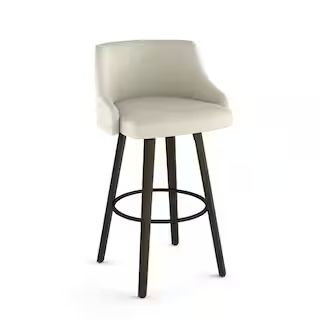 Amisco Ramon 30 in. Light Beige Woven PVC/Black Metal Swivel Bar Stool 44340-30/25DX43 - The Home... | The Home Depot