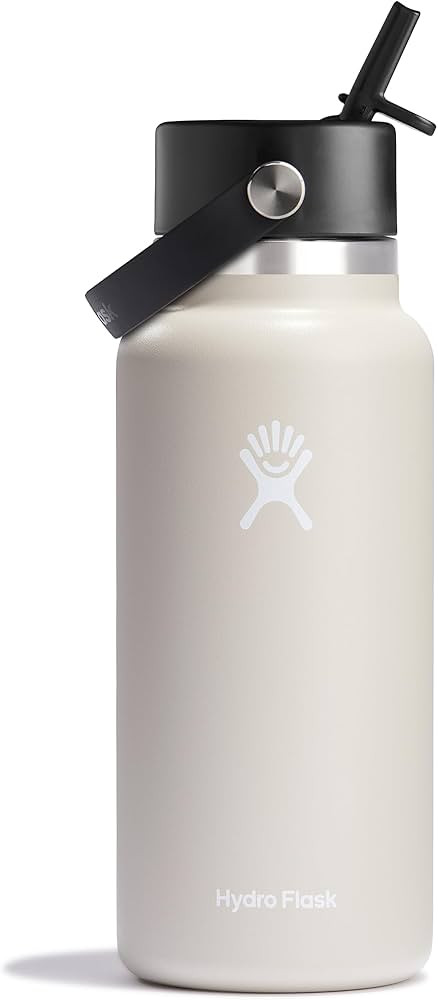Hydro Flask Stainless Steel Wide Mouth Water Bottle with Flex Straw Lid and Double-Wall Vacuum In... | Amazon (US)