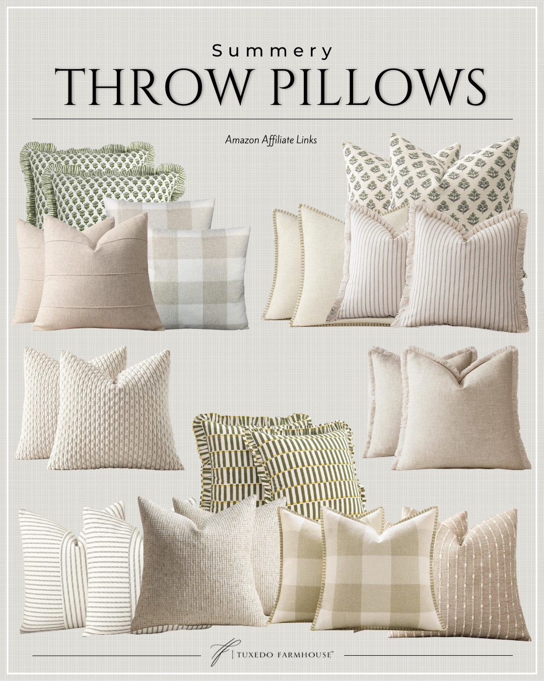 A simple pillow swap is one of the easiest ways to refresh your home for summer. 🌿 These soft greens, warm neutrals, subtle stripes, and pretty patterns mix beautifully together and instantly make a space feel lighter and more inviting. I rounded up some affordable Amazon favorites that look far more expensive than they are—and several are perfect for creating designer-inspired combinations.

#LTKHome #LTKStyleTip #AmazonFinds #SummerDecor #ThrowPillows #NeutralHome #HomeRefresh #AffordableDecor 

 #LTKSeasonal #LTKHome #LTKSaleAlert