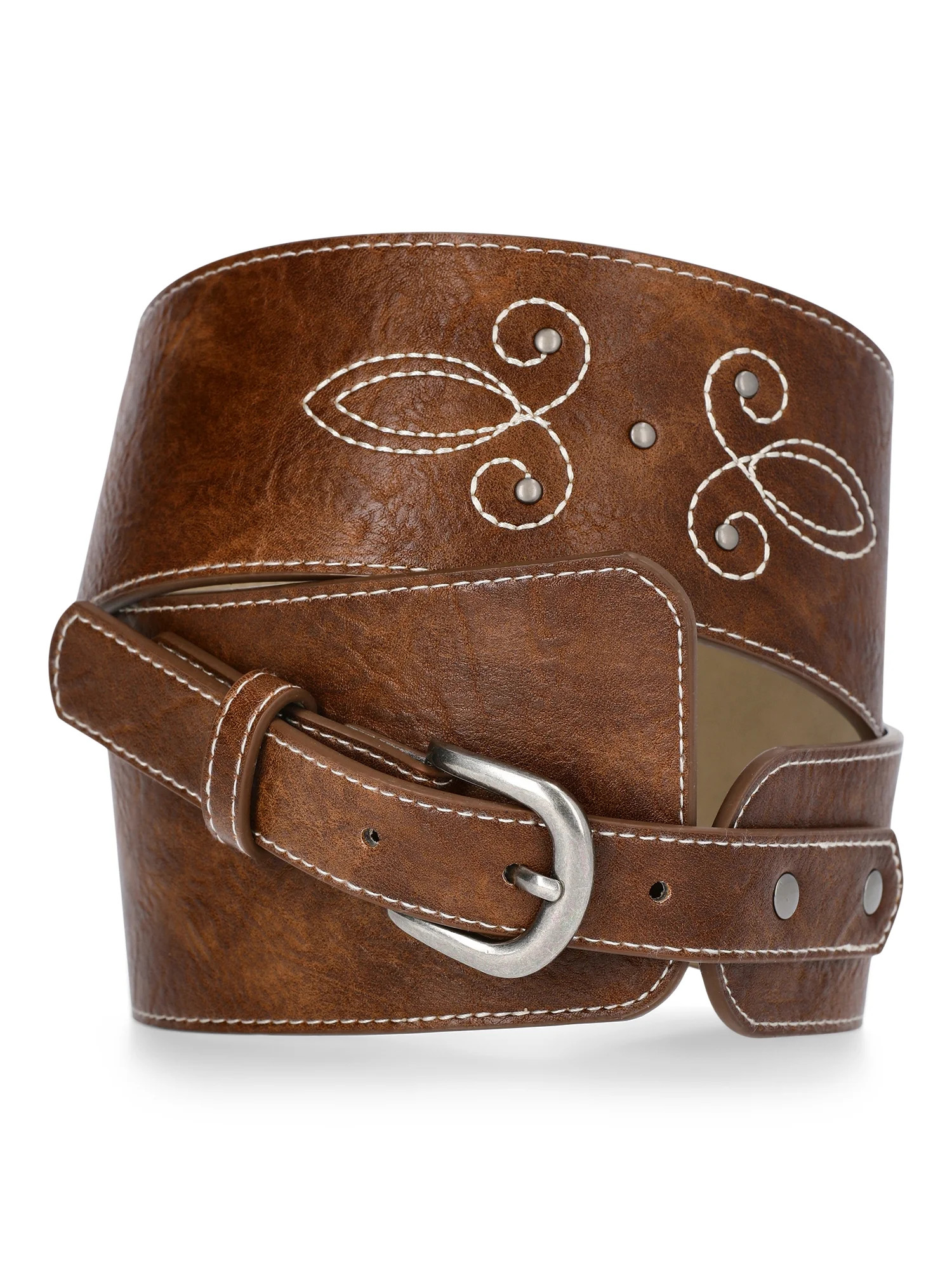 Madden NYC Women's Faux Leather Embroidered Western Belt, Brown, Sizes S/M-2XL/3XL | Walmart (US)