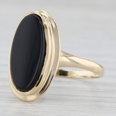 Oval Onyx Solitaire Ring 10k Yellow Gold Size 8  | eBay | eBay US