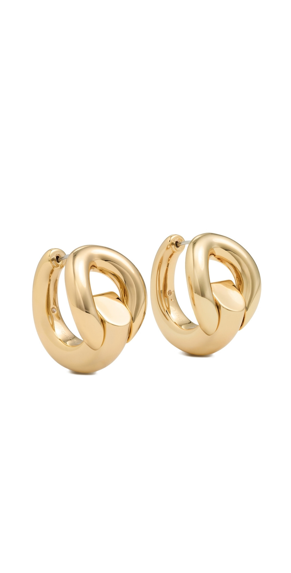 Tory Burch Pierced Hoop Earrings Light Brass One Size | Shopbop