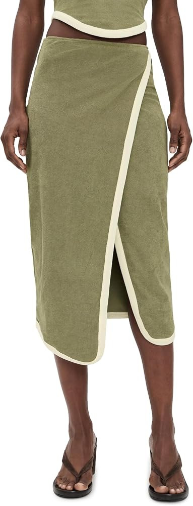 Khaki Green Cotton Terry Midi Skirt by The Line by K | Amazon (US)
