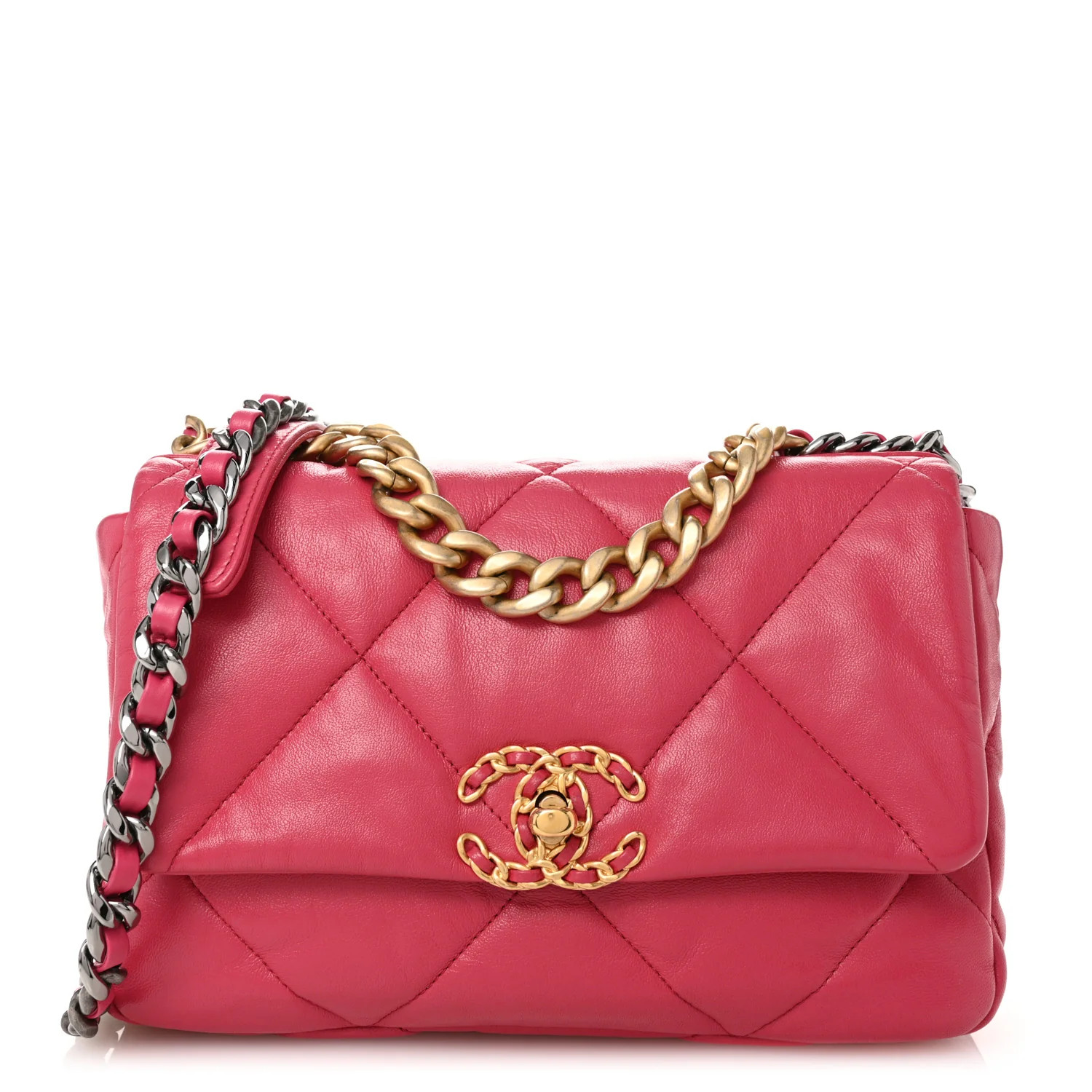 Lambskin Quilted Medium Chanel 19 Flap Dark Pink | FASHIONPHILE (US)