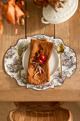 Harvest Toile Paper Placemats, Set of 12 in Brown at Terrain | Terrain