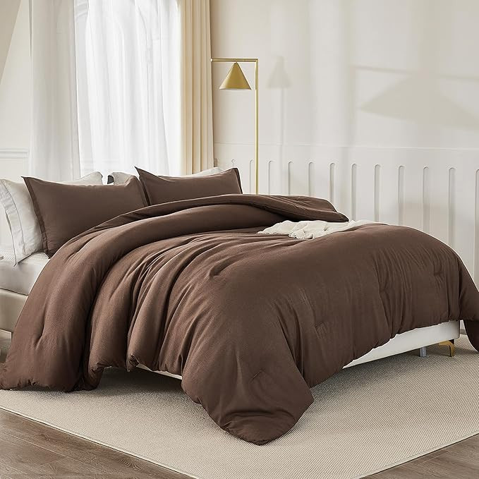 Litanika Brown Comforter Set Queen Size, 3 Pieces Lightweight Solid Bedding Comforter Set, All Se... | Amazon (US)