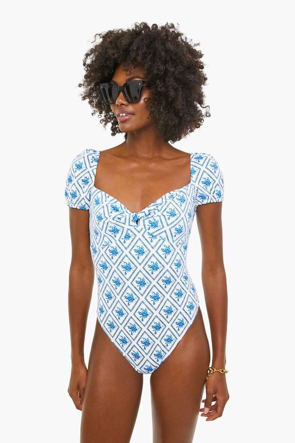 Blue Diamond Toile Evie One Piece | Tuckernuck (US)